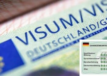 Spécimen de la Chancenkarte, titre de séjour d'un an en Allemagne et un visa Schengen